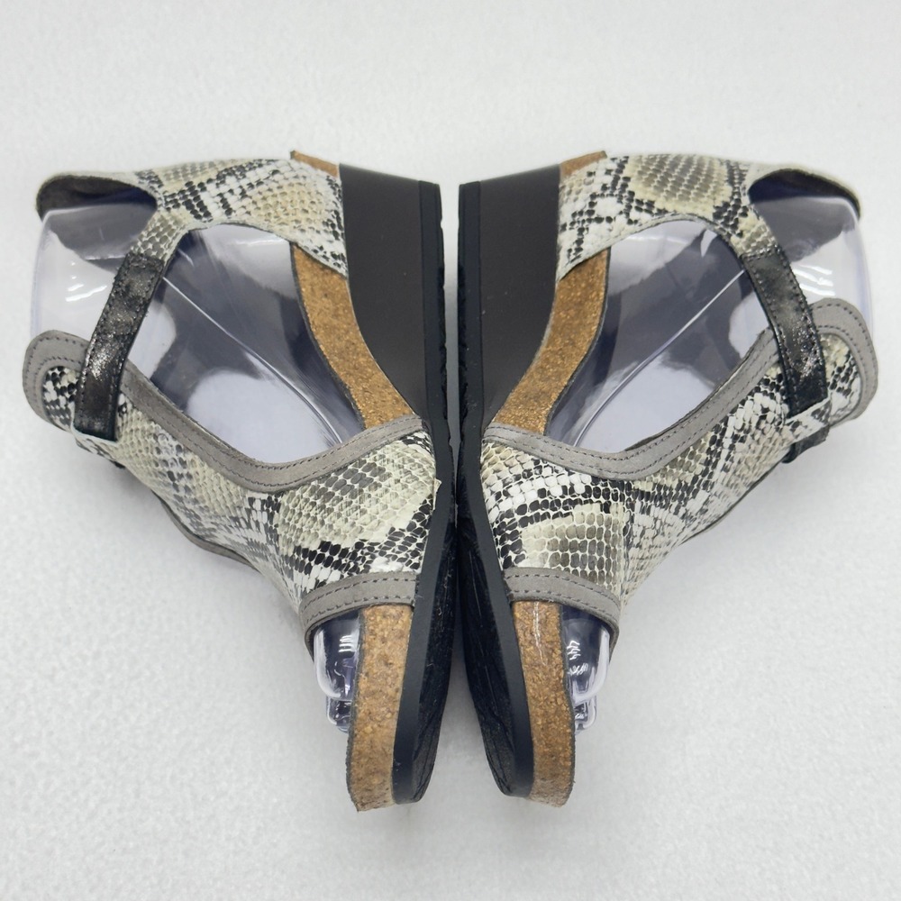 Naot Fiona Snakeskin Wedge Sandals Adjustable Buckle Cork Footbed Size 36/5.5 - Picture 5 of 9
